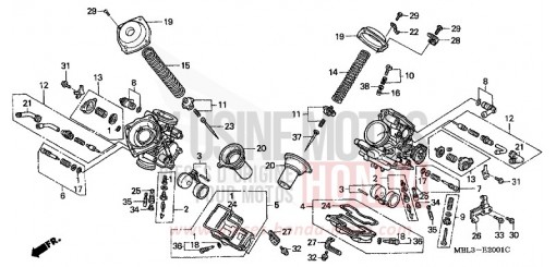 CARBURATEUR (PIECES CONSTITUTIVES) NT650VW de 1998